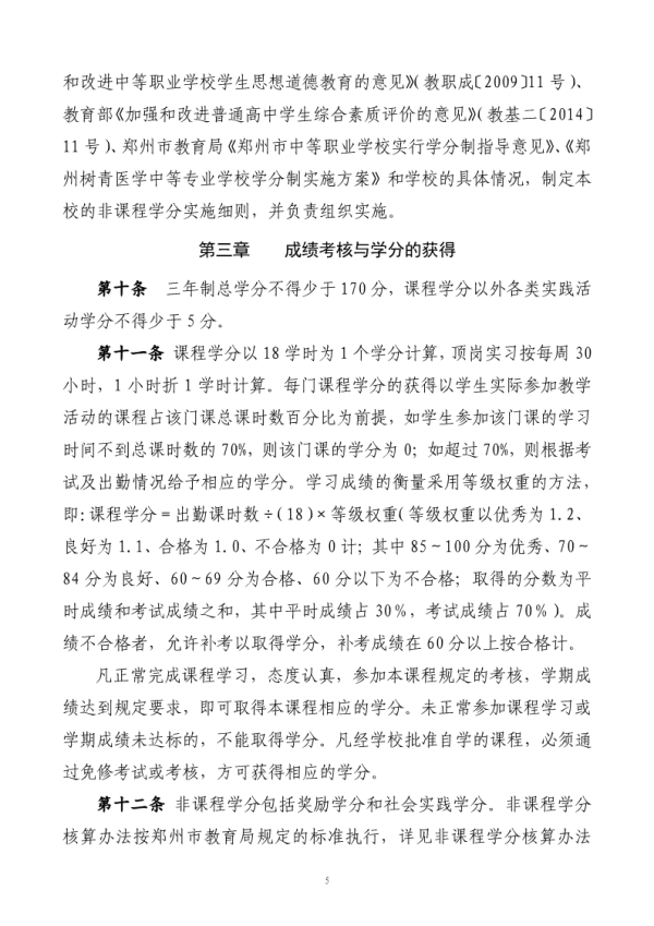 郑州树青医学中等专业学校学分制实施方案(3） 7