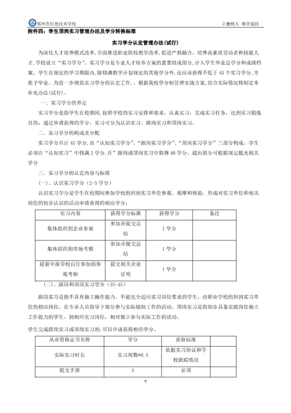 郑州市信息技术学校学分制实施方案 10